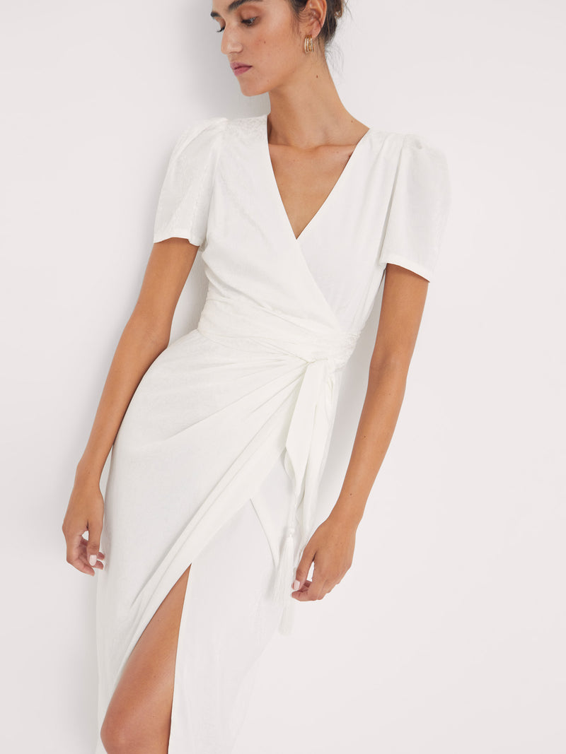 mioh | AUDREY WHITE - Jacquard wrap wedding dress - MIOH